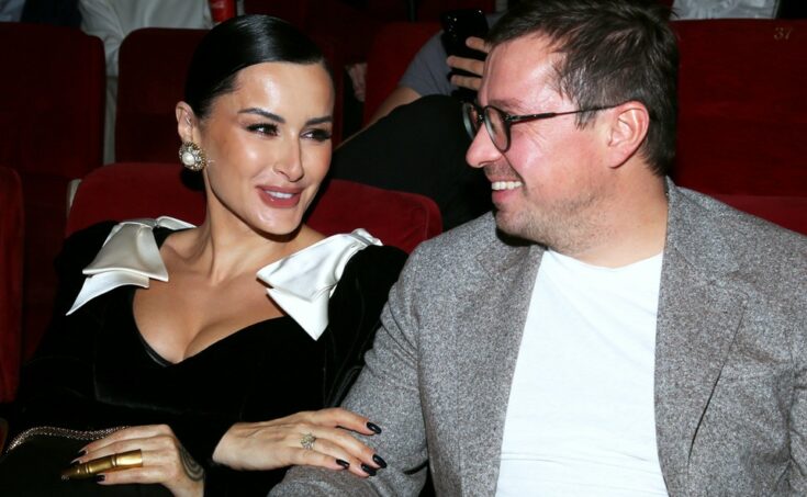 Тина Канделаки с мужем Василием Бровко на премьере фильма 
